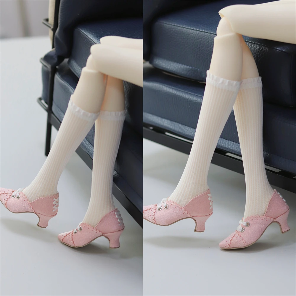뾰족코 부드러운 실크 스테인 레이스업 댄스 블랙 핑크 로우힐 장난감 1/3 스팟 인벤토리 소녀 선물 우아한 BJD 인형 액세서리