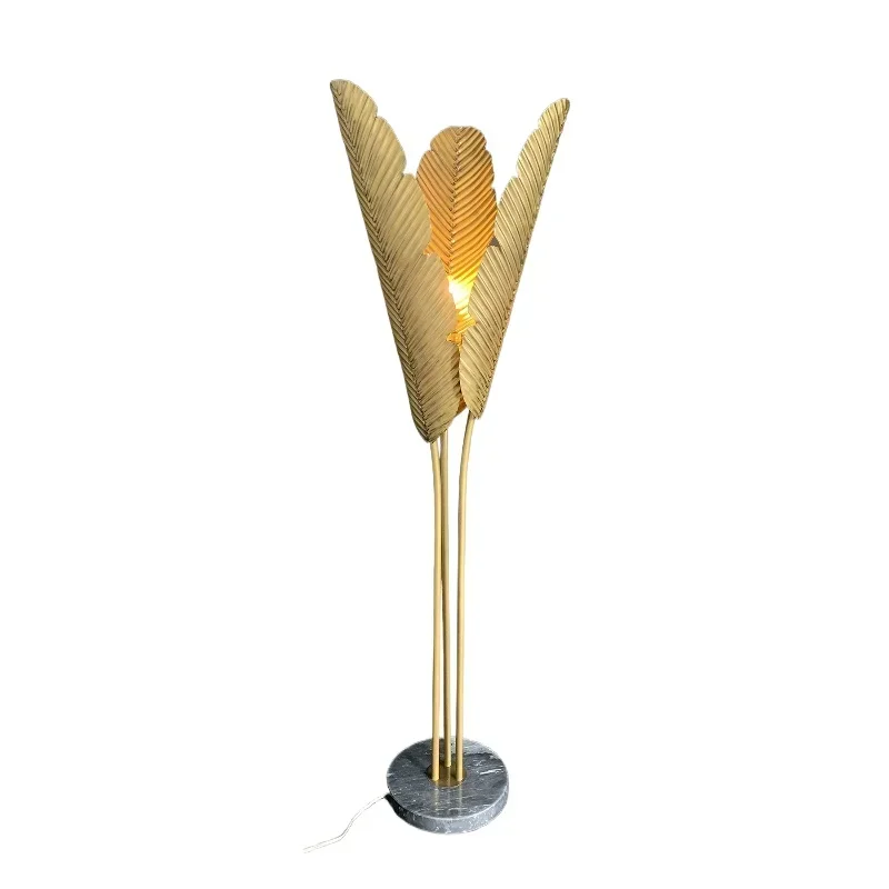

American light luxury retro banana leaf living room floor lamp soft decoration design hotel