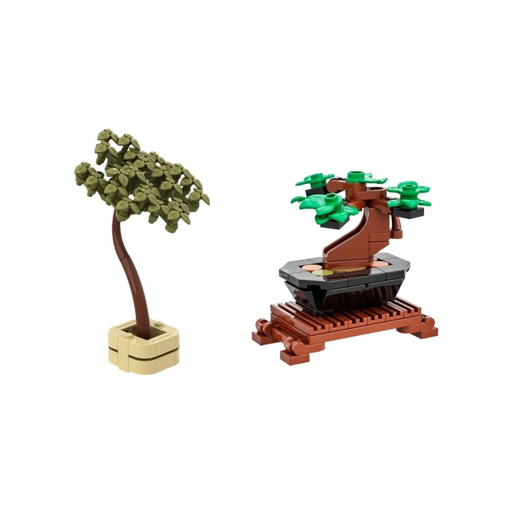 MOC diy Potted Plants Bonsai Tree Model Building Blocks Potted Tree Gardens Bonsai Tree Micro Bonsai Trees Model Bricks Toy Gift