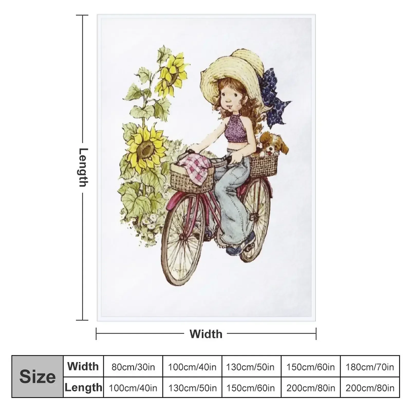 Sarah kay - Girl with bicycle Throw Blanket Luxury Brand Furrys Blankets