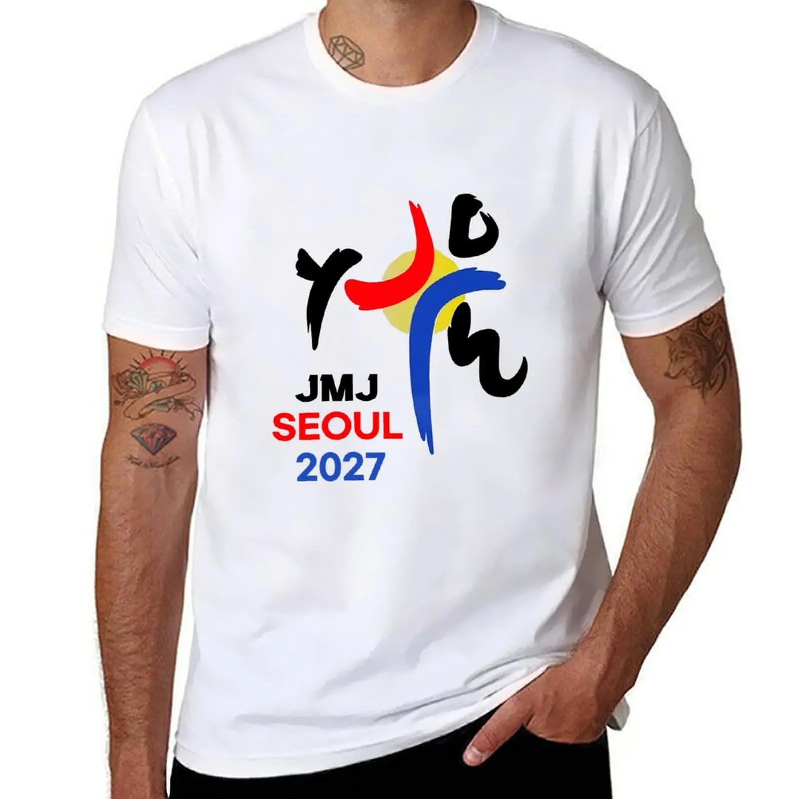 JWJ Jornada Mundial de la Juventude Seoul 2027 official logo T-Shirt blanks T-shirts oversize oversized graphic tee men tshirt