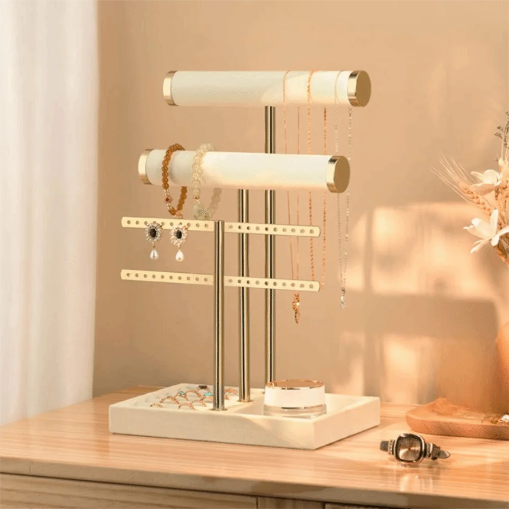 3 Tier Bracelet Holder Display Storage Detachable T Bar Velvet Bracelet Rack Metal Jewelry Holder Organizer For Earrings Rings