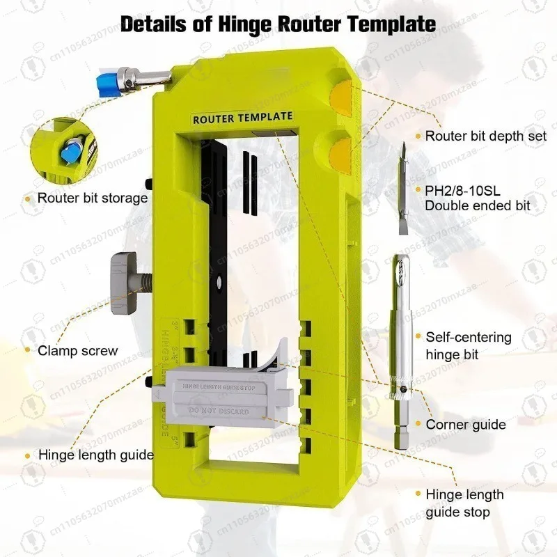 Hinge Drilling Guide Positioner, Door Hinge Mortiser Template Kit for Woodworking