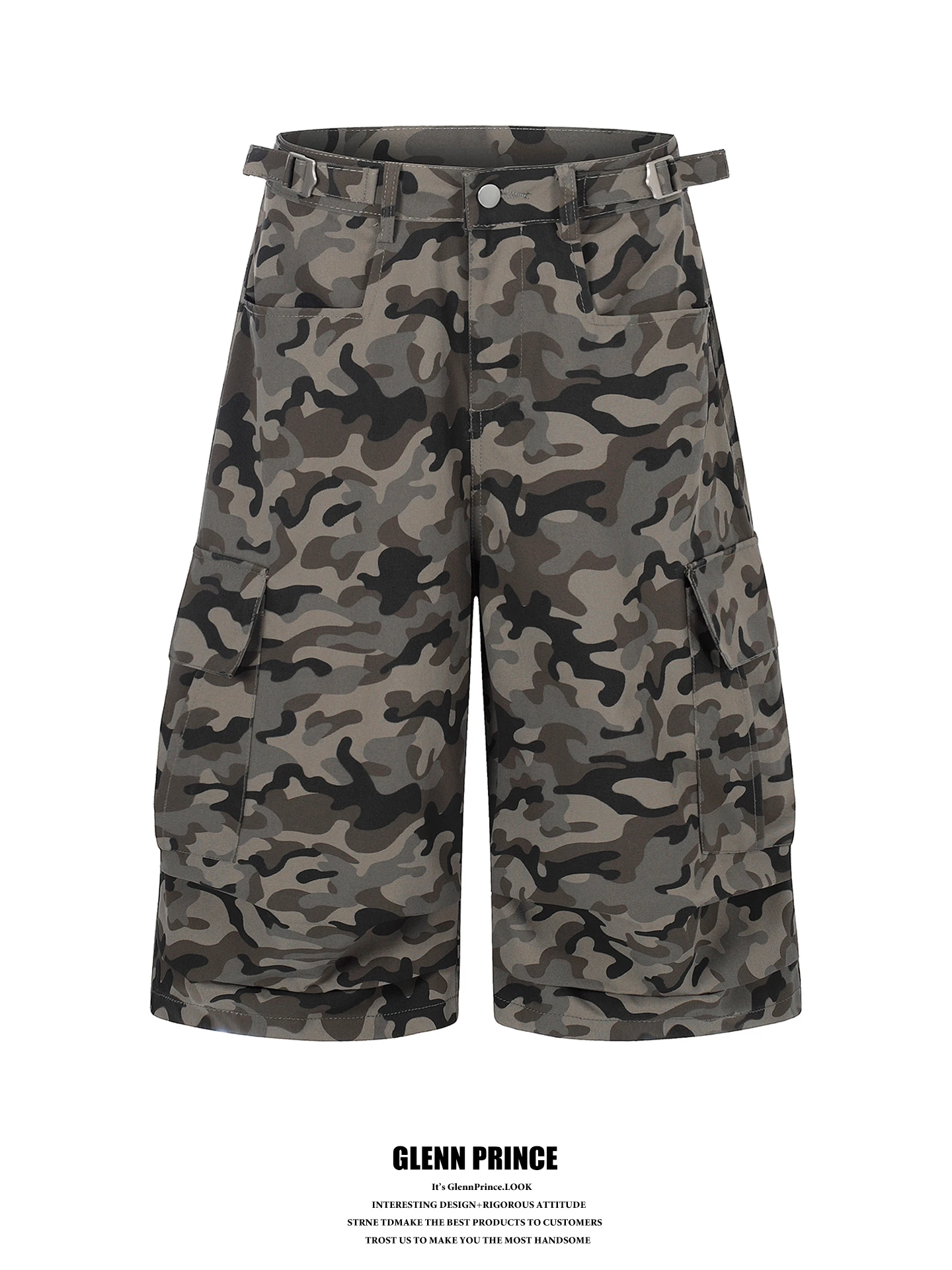 

American Retro Camouflage Work Pants Men's Loose Wide Leg Seven-Quarter Shorts Lazy Cool Style New 2026 Citywalk Casual Shorts