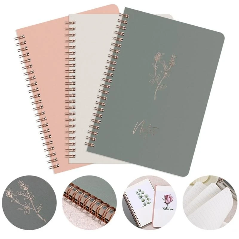 120 페이지의 넓은 줄 지어 트윈 와이어 바인딩 저널이있는 대학 통치 노트