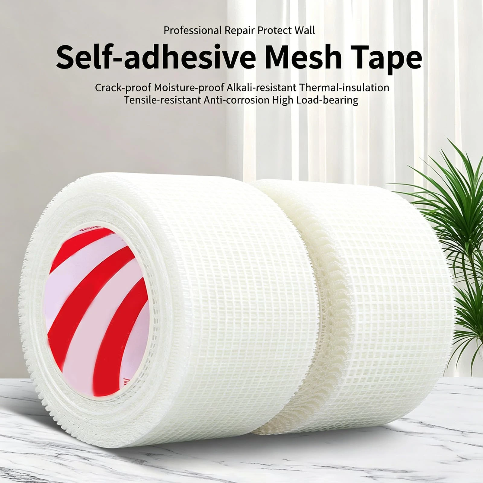 20M Fiberglass Mesh Tape for Wall Repair - Self-Adhesive Drywall Joint Tape, Alkali Resistant Crack Prevention, for Interior Etc