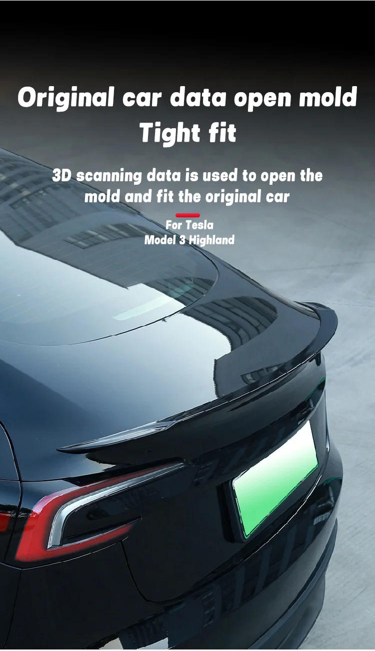 HEENVN Spoiler for Tesla Model 3 Highland 2026-2024 Car ABS Carbon Pattern Trunk Tail Wing Original High-performance Accessories