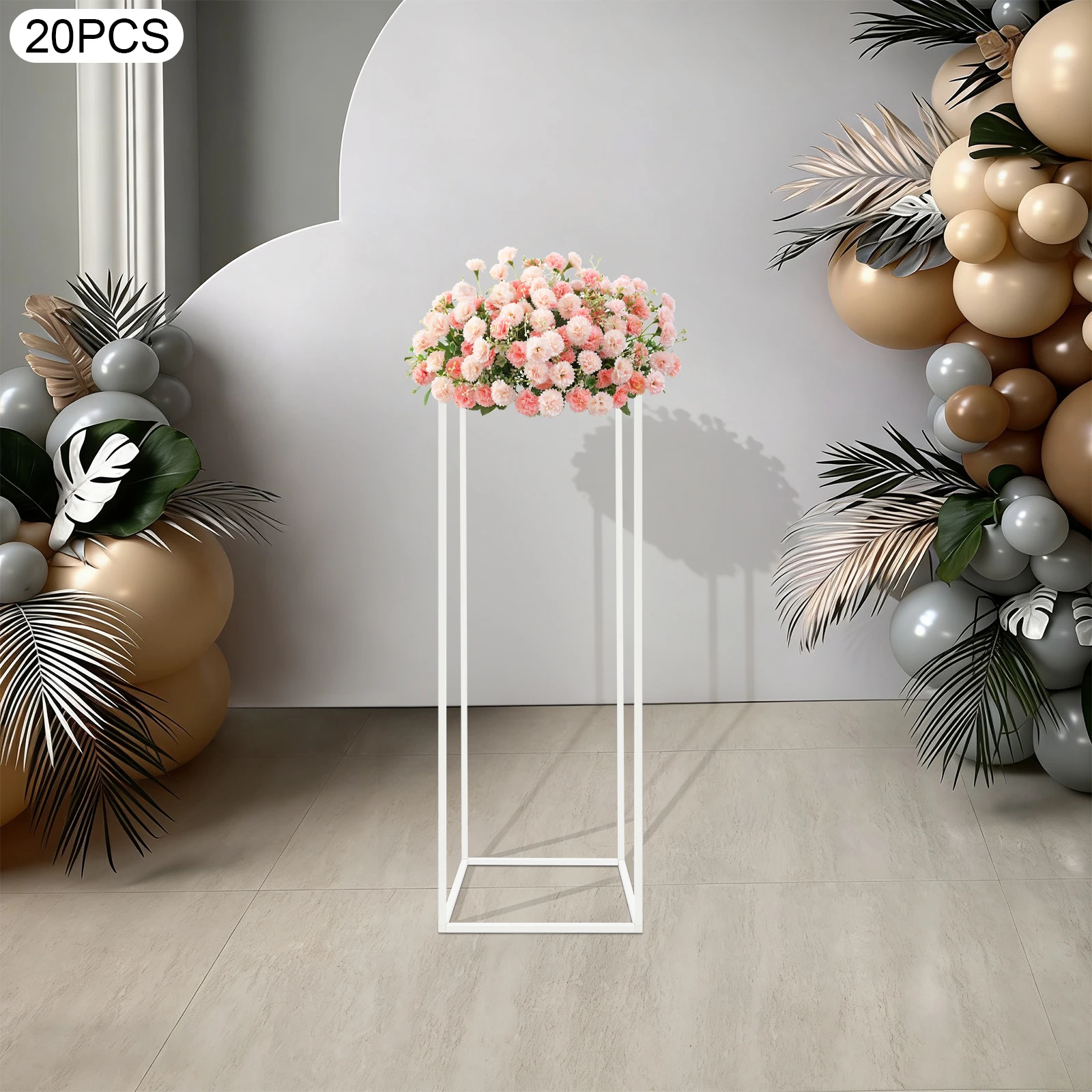 20 PCS Metal Flower Stand Geometric Wedding Flower Stand for Wedding 27x27x80cm Creating Stunning Displays with Floral Balls, Artificial Flowers
