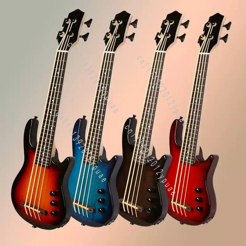 30 Inch Four String Electric Bass Guitar, Portable Plucked Musical Instrument, UBASS Yukbass Stringed Instrument