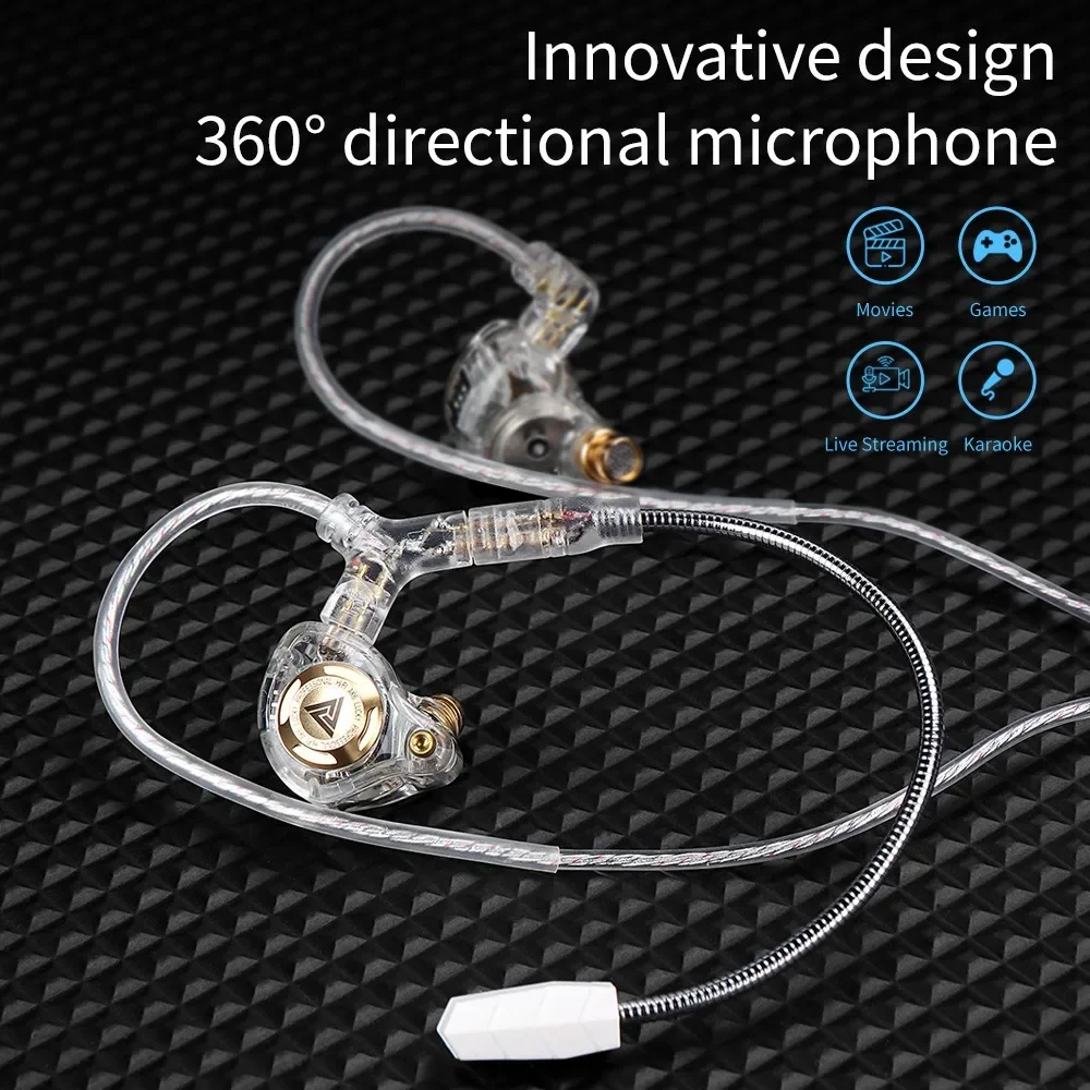 New Game Boom Microphone Earphone upgrade Cable 2.5/3.5/4.4/Type-c- QDC Replacement cable HIFI game Headphone Earbuds
