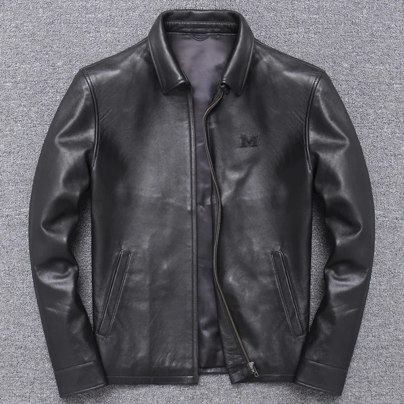 

YR!Free shipping.100% genuine leather jacket for men.2024 Classic casual father's coat.soft sheepskin cloth.wholesales