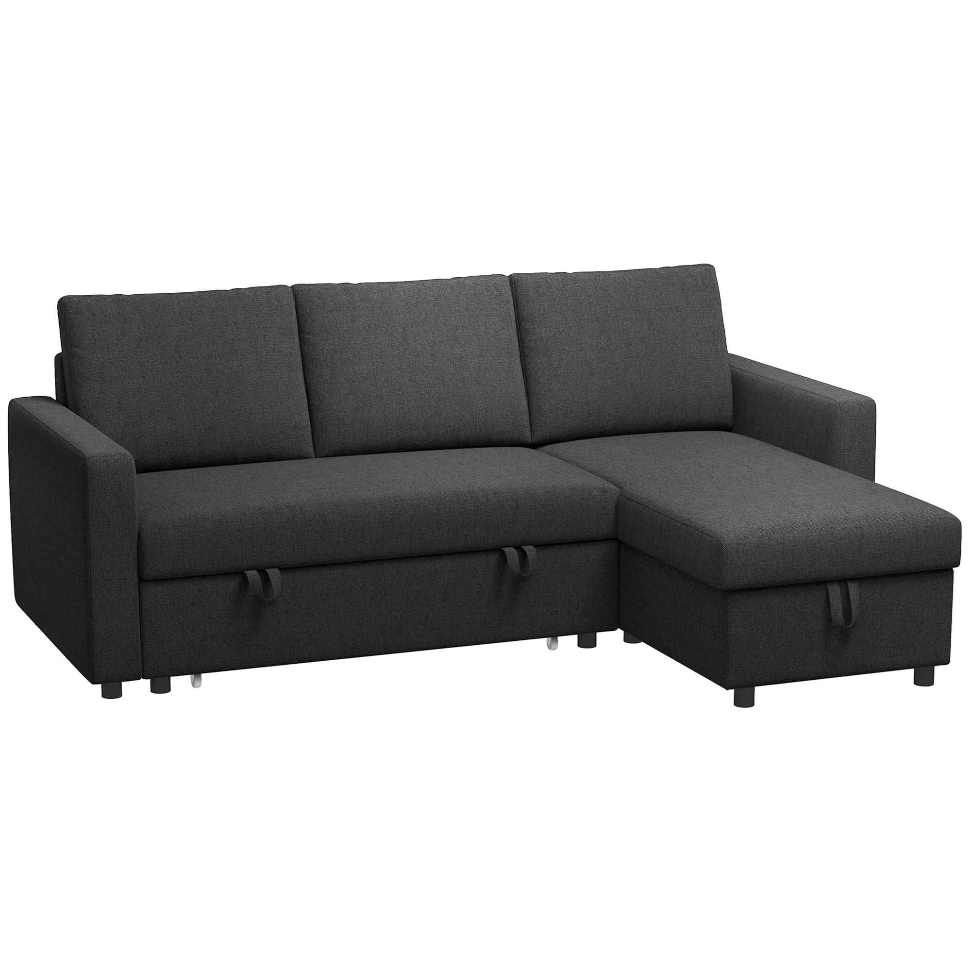 HOMCOM Canapé d'angle convertible canapé lit canapé 3 places modulable avec méridienne réversible