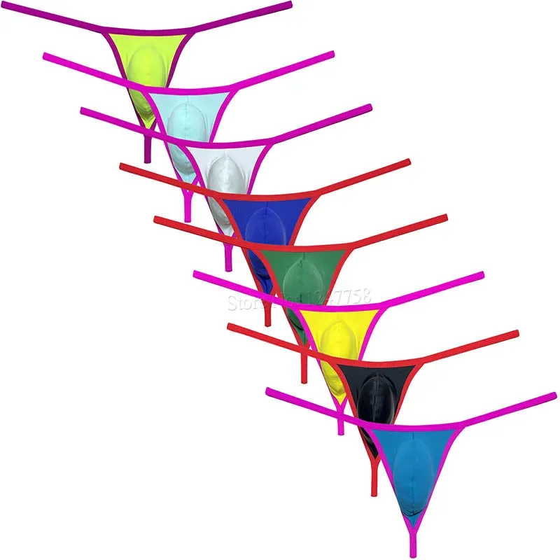 

Мужские однотонные бикини из спандекса, мужские трусы танга, нижнее белье, классические Т-образные бандажи
