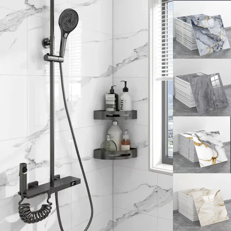 10-20PCS  Waterproof 3D Marble Tile Stickers Self Adhesive Wall Panels for Bathroom Kitchen Floor Renovation Home Decor