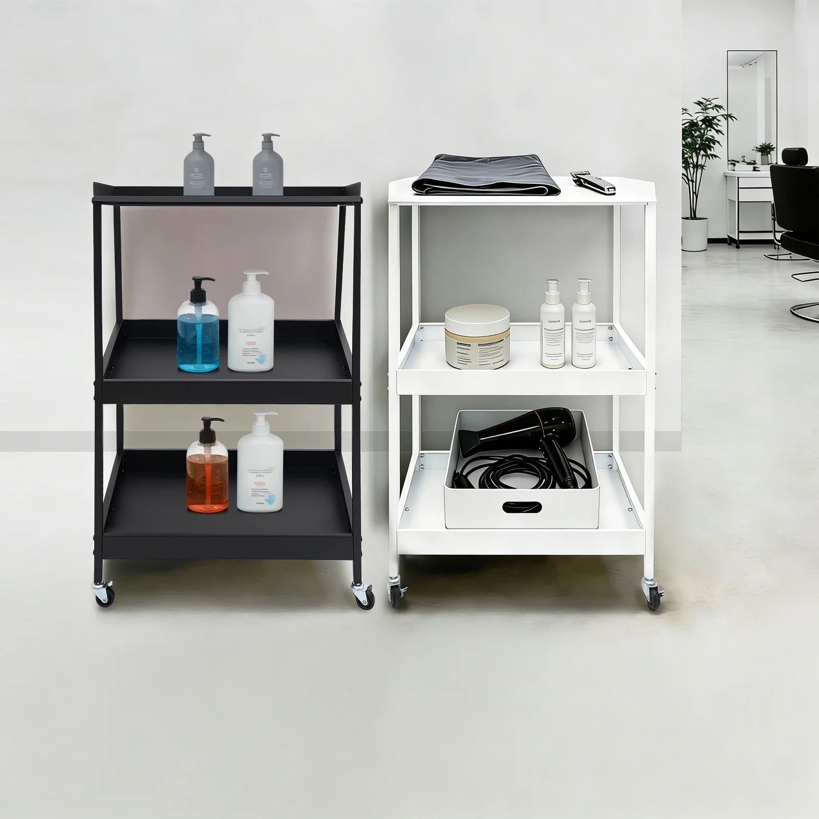 3 Tier Rolling Cart, Multifunctional Utility Office Trolley, 3-Tier Tool Trolley for Office, Home, Tattoo Salon, Spa Clinic, Workshop