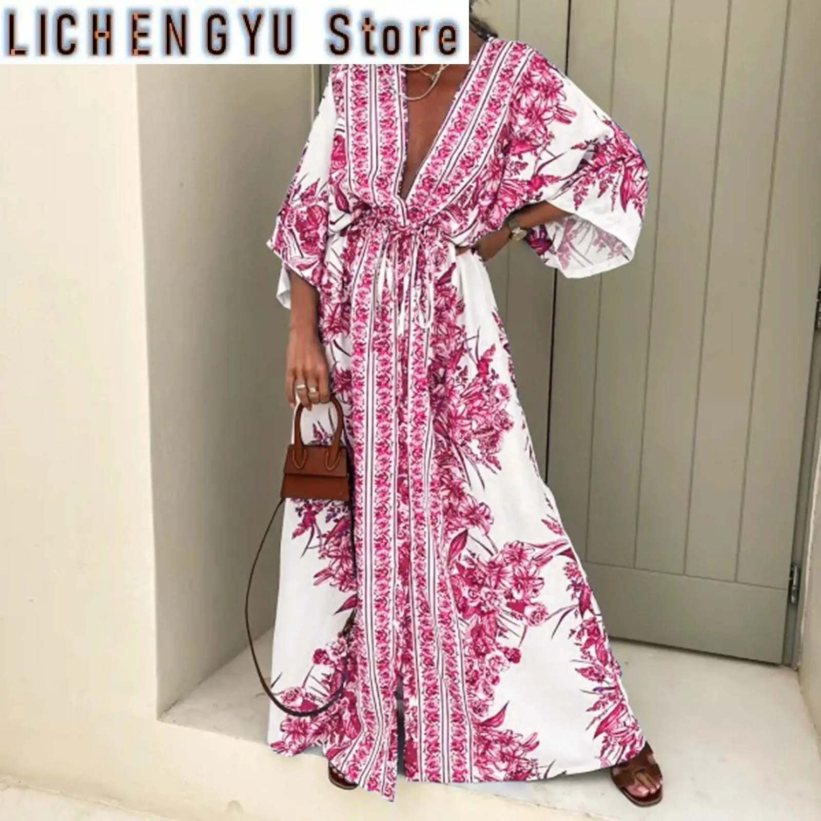 Dresses For Women Wedding Guest Boho Print Half Sleeve Dress Women Fashion Japanese Kimono Cardigan Vintage Woman Clothing