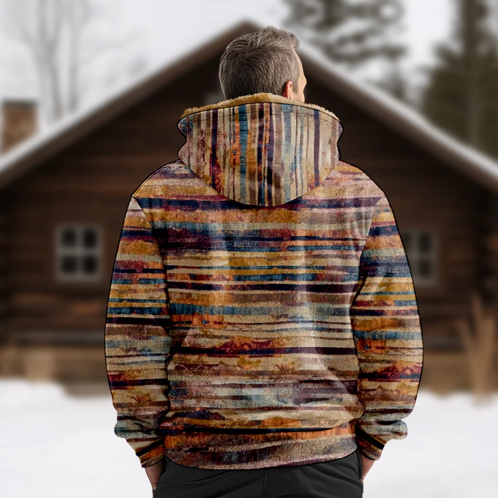 Abrigos de chaquetas de invierno para hombre, abrigo de ropa de algodón con patrón de rayas mixtas Vintage, CASUAL deportivo elegante