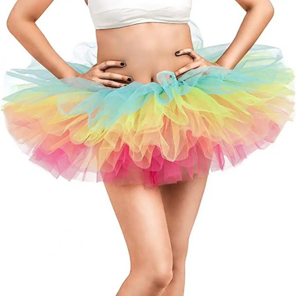 

Mesh Women Skirt Gauze Pettiskirt Lady 5 Layers Tulle Princess Tutus Skirts Short Mini Ball Beach Festival Dance Skirt