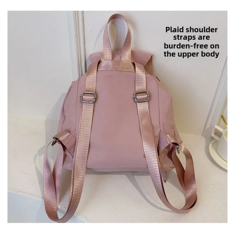 Casual Canvas Women's Bapa Versatile Summer New Sle Climbing Cuter Bapa Student Bookbag Soft Sewing Line Pure Color