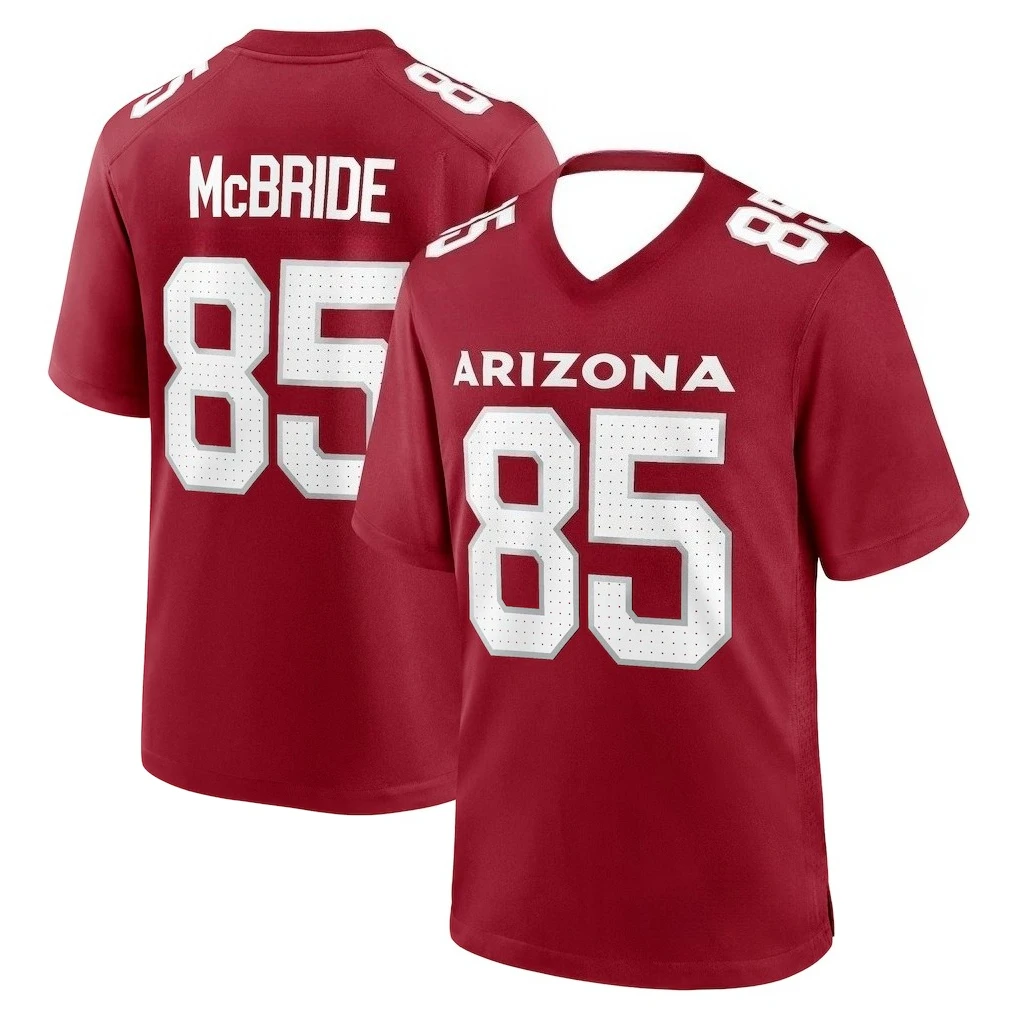 Camiseta de fútbol - Rojo con detalles blancos "McBride 85" Texto "ARIZONA" Diseño de números atrevidos Camiseta deportiva Impresiones 3d HD