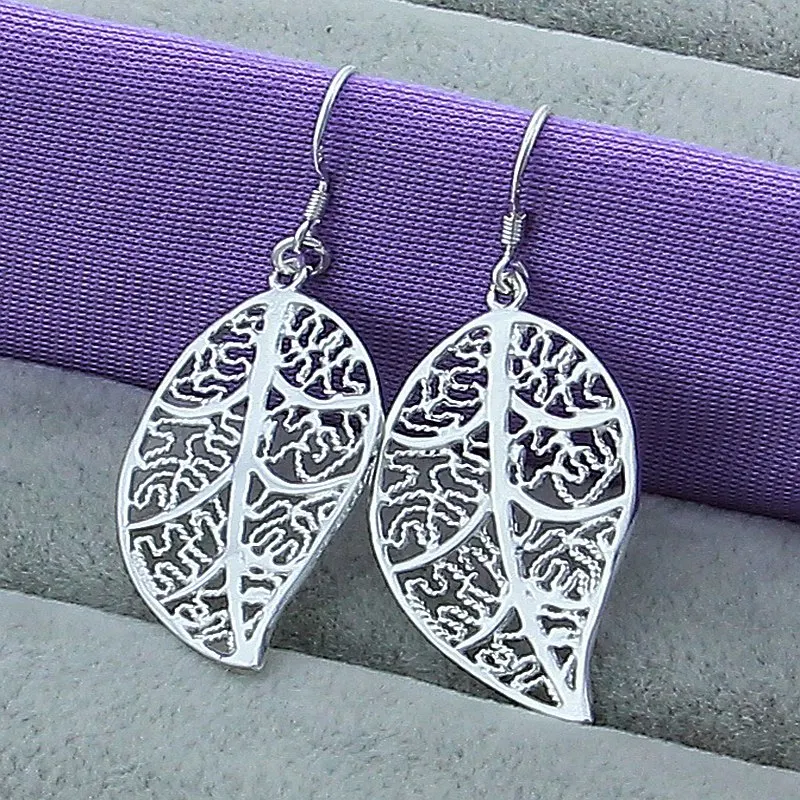 

925 Sterling Silver Beautiful Leaves Earrings For Women Engagement Wedding Christmas Gifts Fine Jewelry Popular Party Jewelry