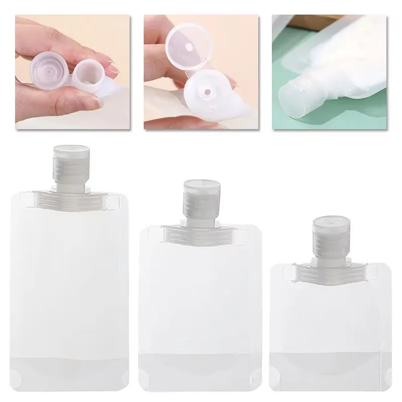 1/3/5/10/15 pièces 30/50/100ML vente en gros taille de voyage sac à presser vide réutilisable shampooing articles de toilette revitalisant sac de voyage anti-fuite