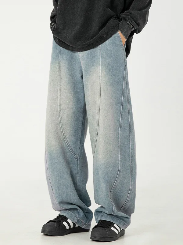 

Мужские джинсы Waed Japanese Sle с широкими штанинами, повседневные, свободного кроя, винтажный дизайн, новинка весеннего сезона, прямые брюки с разрезами