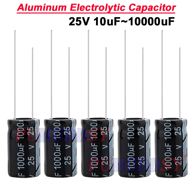 Condensadores electrolíticos de aluminio de 25V 1000uF 10*17 gran oferta 10x17mm 10 22 47 100 220 330 470 680 100 2200 3300 4700 6800 100000 uF