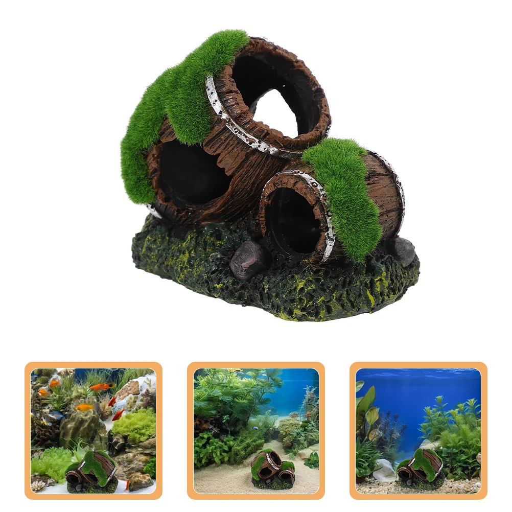 

Fish Tank Barrel Ornaments Resin Hideout Decoration Aquarium Shrimp Cave Betta Fish Hide Freshwater Cichlids Barrel