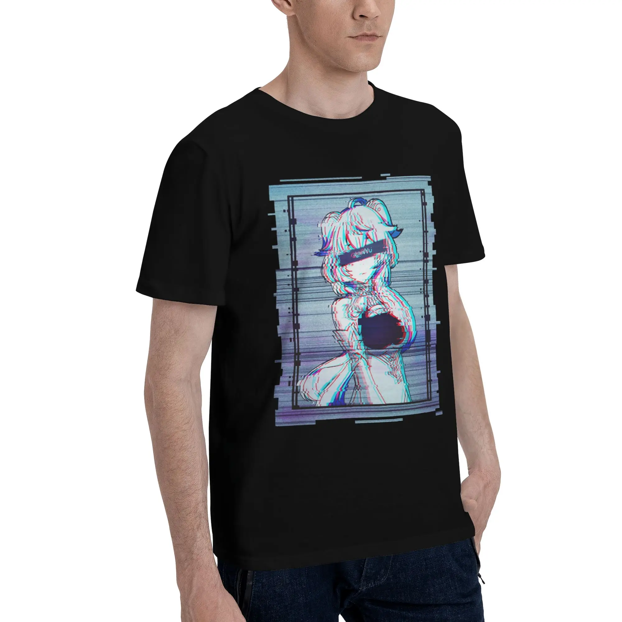 Fashion Ganyu Genshin Impact Qiqi T-Shirts Men O Neck Cotton T Shirts Game Short Sleeve Tees Plus Size Clothes