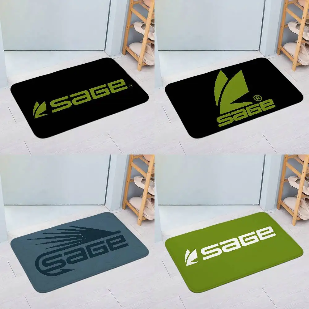 Sage Fly Fish Fishinger Floor Mats Home Laundry Rug Carpet For Living Room Decor Lounge Area Anti-slip Foot Mat Entrance Doormat