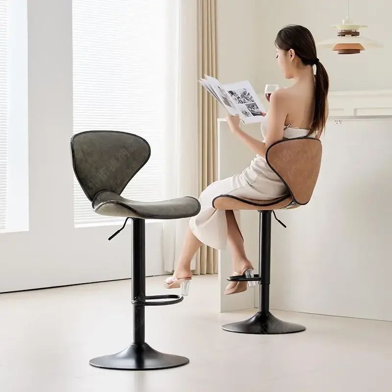 Scratch-Resistant Bar Seat Modern Simple Hotel Chair Adjustable Backrest High Stool Easy-Clean Nordic Seating for Indoor Use