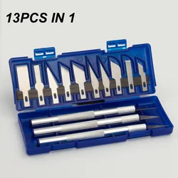 Precision Gravura Cortador, Escultura, Escultura Artesanal, Lâmina de Corte de Papel, Non- Slip Ferramenta Mão, DIY Art, Hobby Repair Set, 13pcs