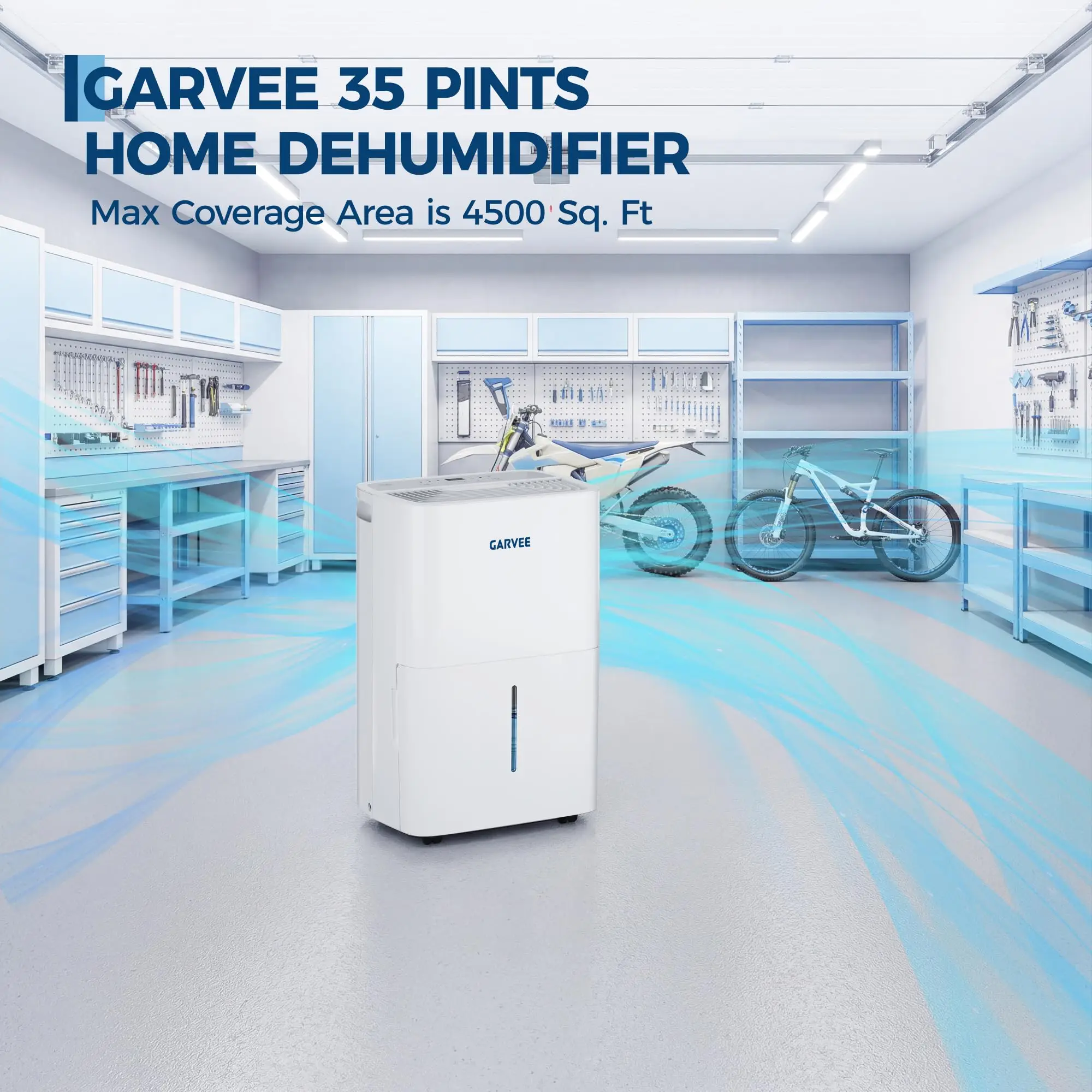 Portable 35 Pint Dehumidifier For Home Basement Bathroom, Up To 4,500 Sq Ft, Quiet Compact Unit With Reusable Filter