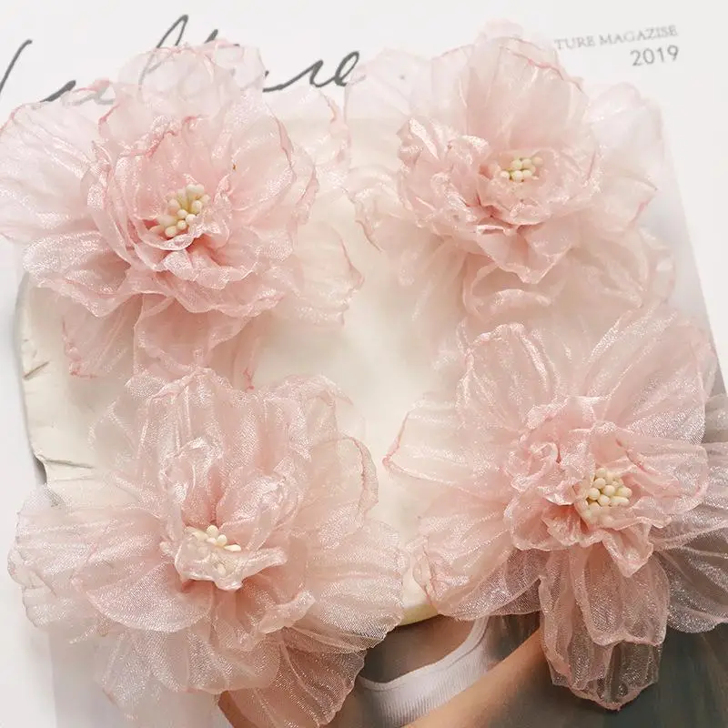 Elegant Fabric Flower Organza Flower Organza Material Flower Shape DIY Accessories Color Jewelry Accessories Wedding