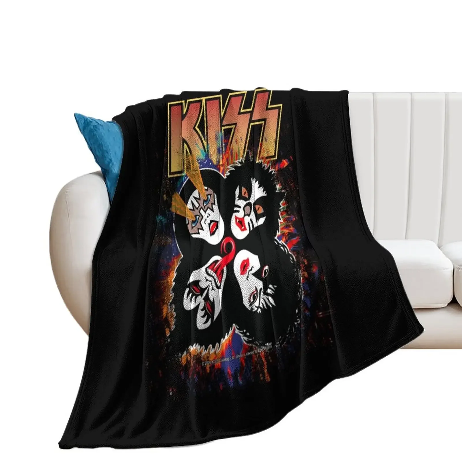 

KISS  the Band - Rock and Roll Over Splash Logo Throw Blanket Decorative Beds Thermal Blankets