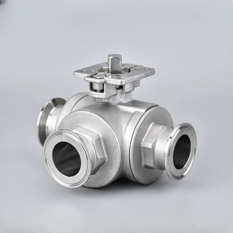 Manual clamp type industrial grade T/L reversing diverter valve 304 stainless steel three-way quick-loading high platform ball v