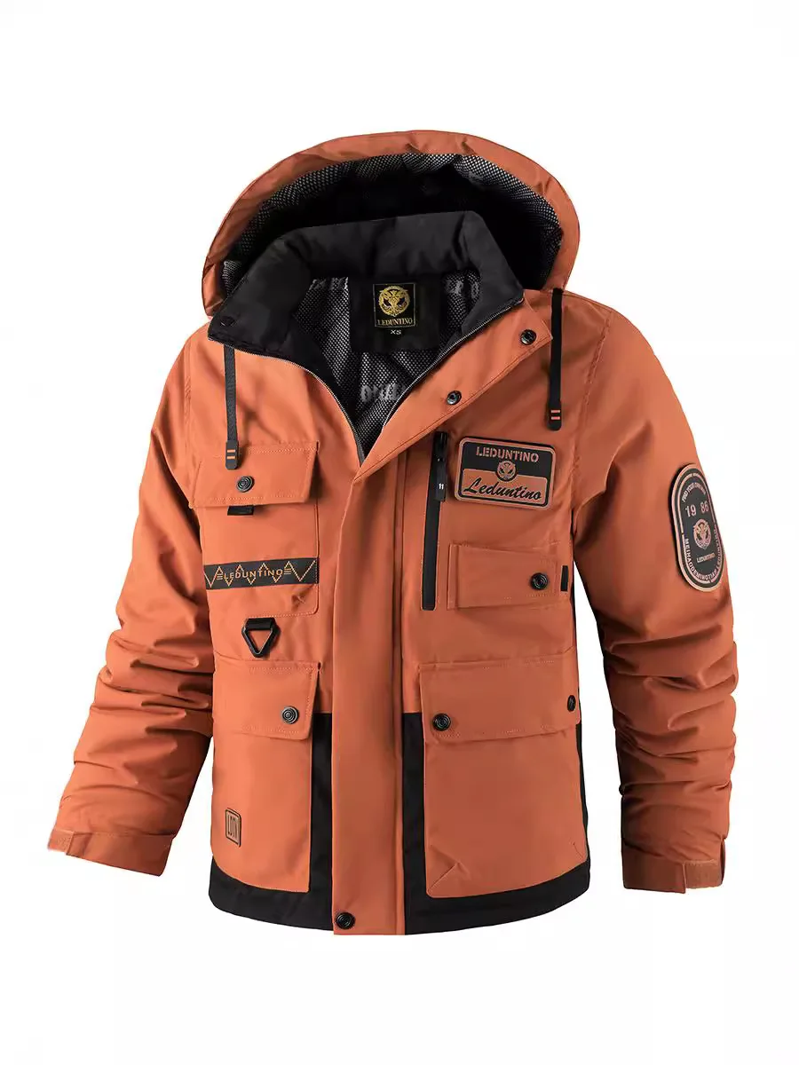 Neue Herren dicke gepolsterte Jacke Outdoor warm gepolsterte Jacke Winter Herren große Kapuzen jacke wasserdicht