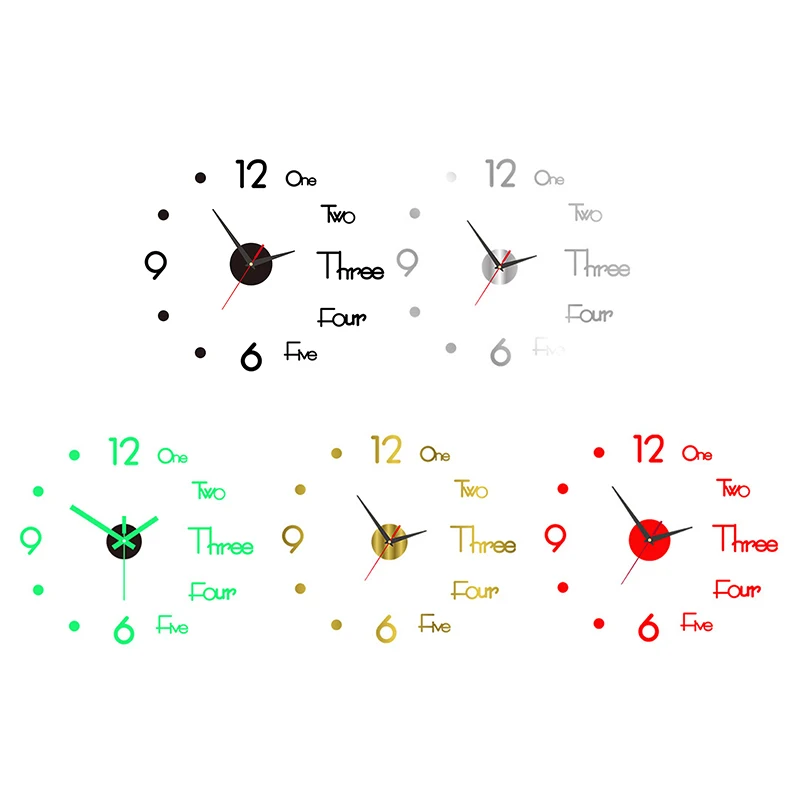 C 3D Luminous Wall Clock Frameless Acrylic DIY Digital Clock Wall Stickers Mute Clock For Living Room Bedroom Office Wall Decor