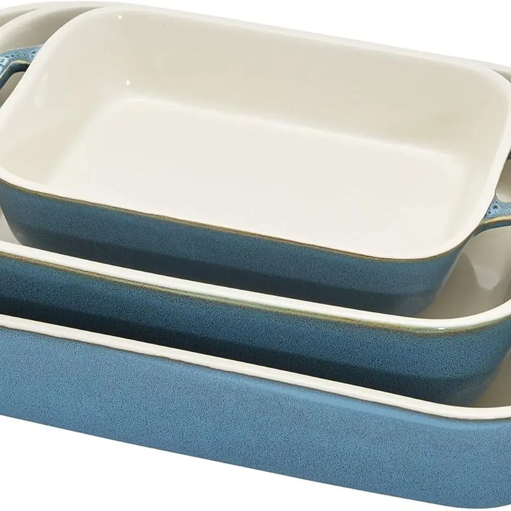 

3-pc Rectangular Baking Dish Set, Rustic Turquoise