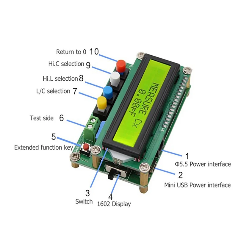 Cyfrowy LCD wysokiej precyzji indukcyjności miernik pojemności miernik kondensator Tester częstotliwości fali prostokątnej Generator sygnału