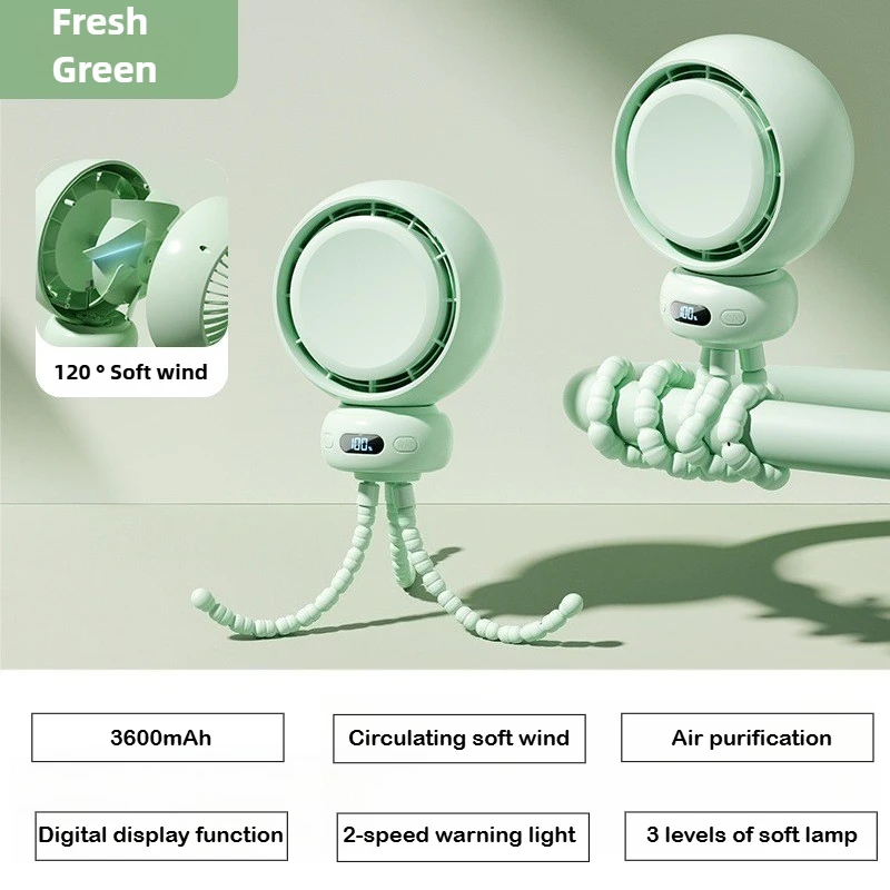 Octopus Stroller Fan - Auto-Oscillating Baby Pushchair Clip-On Fan, Portable Cooling Solution for Infants view 4