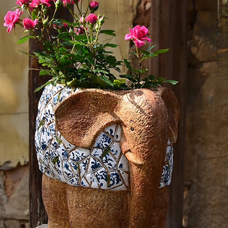 Elephant Flower Pot Animal Decoration Villa Hospitality Inn B & B Outdoor Garden Green Plant Creative Furnishings Fairy Garden