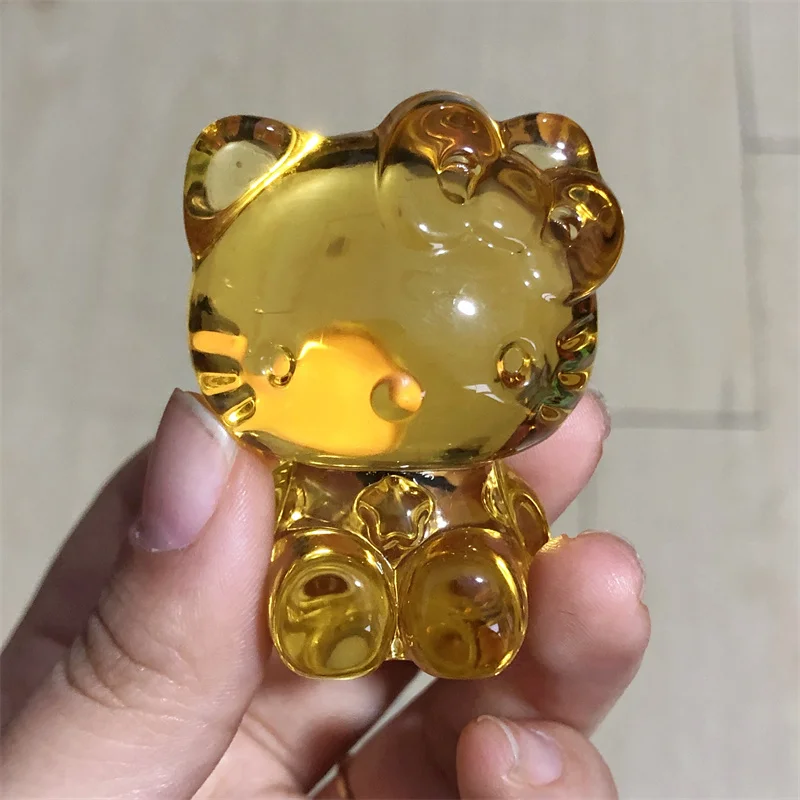 Yellow Opalite Cartoon Cat Carving, Healing, Reiki Crystal, Animals Figurines, Stones, Home Decoration, High Quality, 1Pc