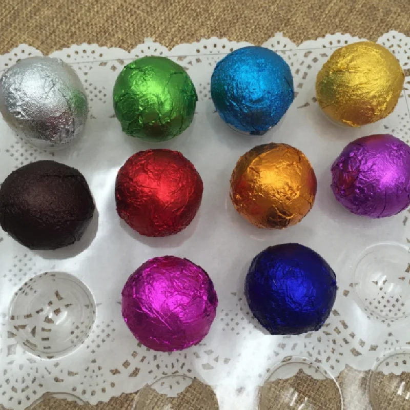 1000Pcs Colorful Glossy Mylar Foil Tin Paper Disposable Chocolate Wrapping Paper for Candy Sugar Nuts Tea Storage Packaging
