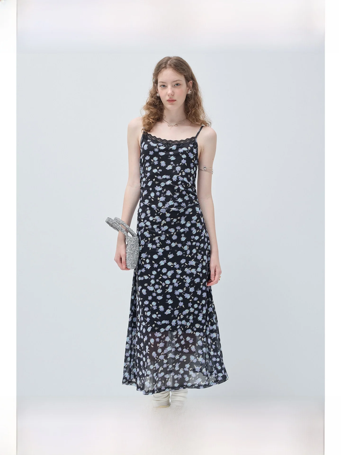 

plus Size Floral Print Halter Dress Slimming Waist Long Summer New Style for Plump Women A-Line Skirt Casual Wear Maxi Dress