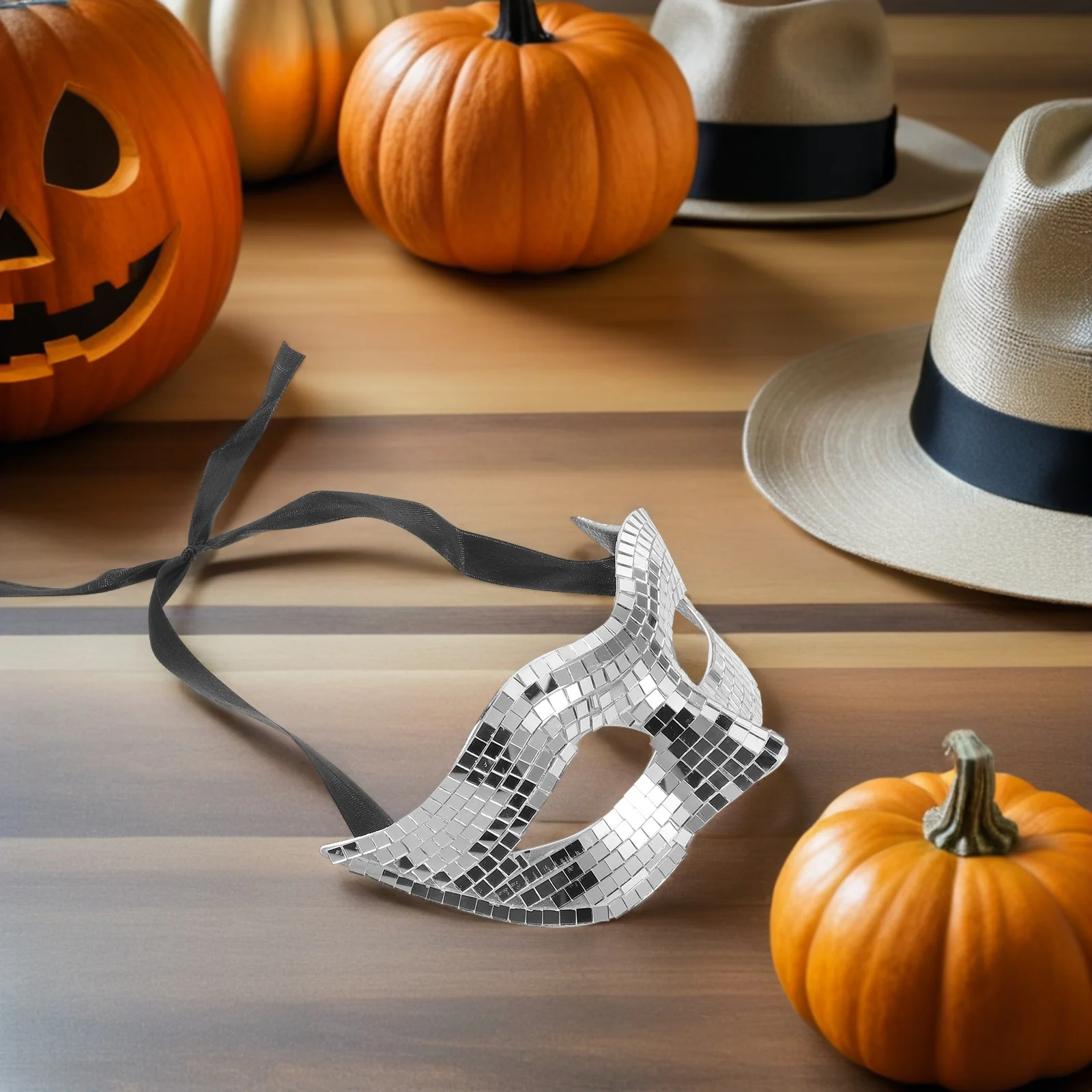 

Disco Ball Face Mask Golden Half Face Masquerade Party Halloween Carnival Dance Prom Glitter Costume Metallic Mask