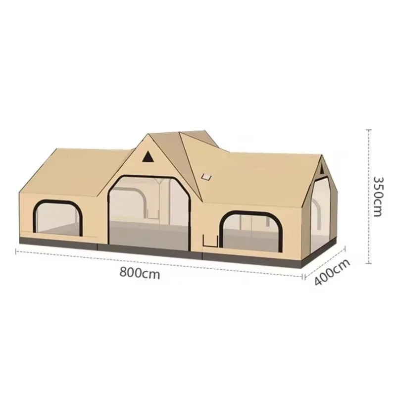 2026년 32.0제곱미터 빠른 설치 야외 캠핑용 두 개의 방과 하나의 홀이 있는 팽창식 파티 텐트