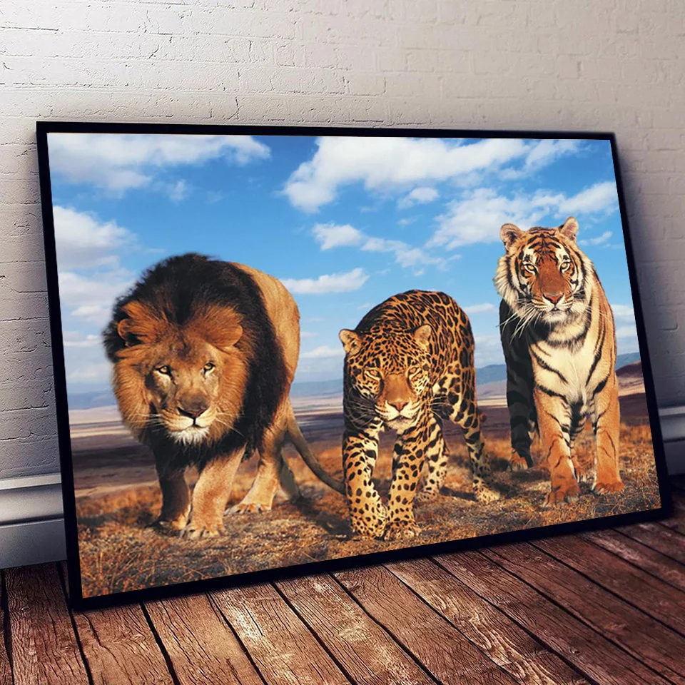 DIY 5D Diamond Painting Full Drill Animal Tiger Lion Leopard Diamond Mosaic Hand Inlaid Rhinestones Embroidery Home Decor Gifts