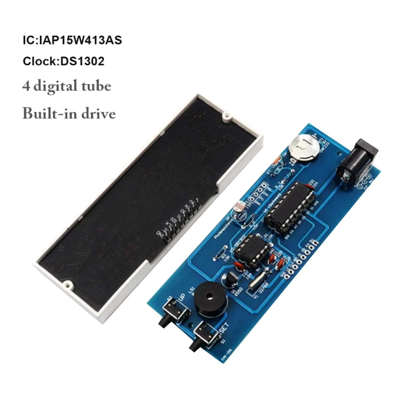 DIY Clock Kit 4 Digital Tube LED Time Week Temperature Date Display With Clear Case Cover